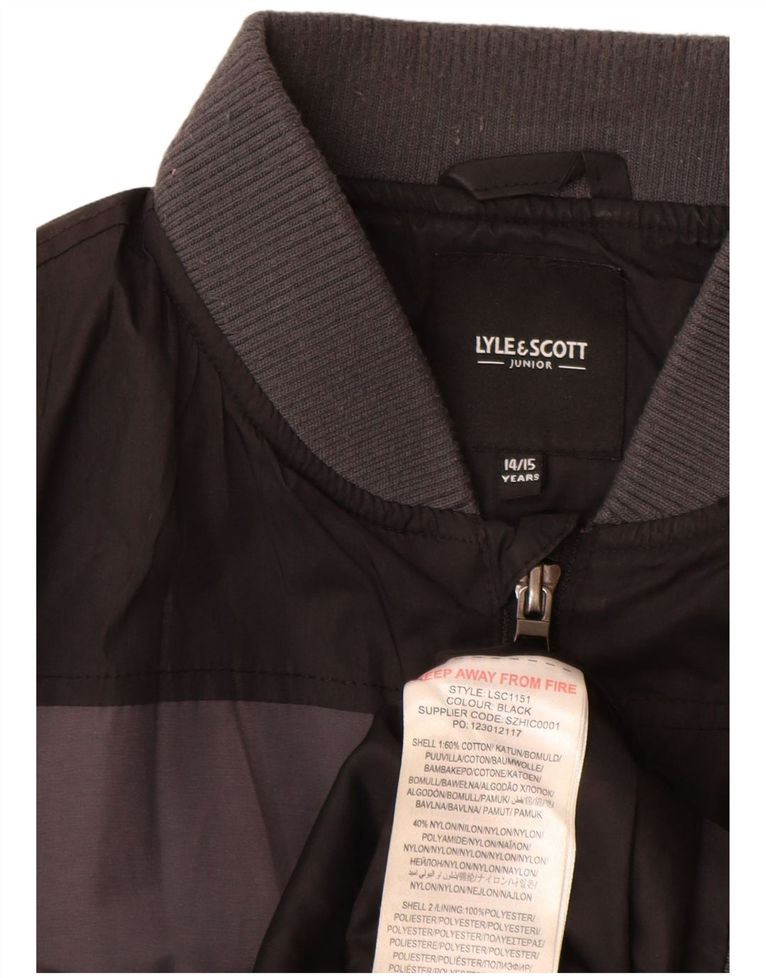 Lyle & Scott Boys Bomber Jacket 14-15 Years Grey Colourblock Cotton