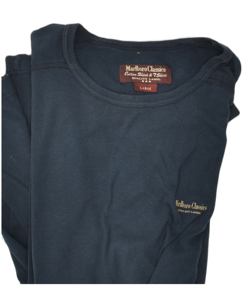 MARLBORO CLASSICS Womens Top Long Sleeve UK 16 Large Navy Blue Cotton | Vintage Marlboro Classics | Thrift | Second-Hand Marlboro Classics | Used Clothing | Messina Hembry 