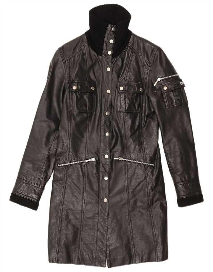Gipsy Womens Leather Coat UK 12 Medium Black