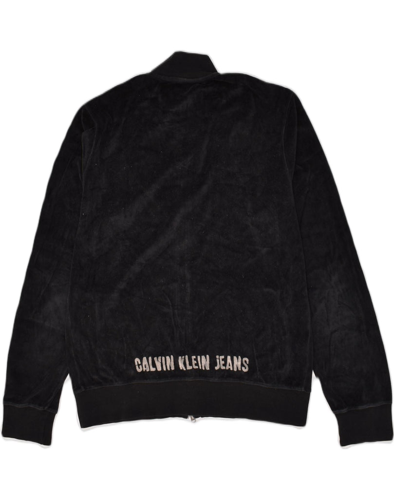 CALVIN KLEIN Womens Graphic Tracksuit Top Jacket Uk 18 XL Black Cotton | Vintage Calvin Klein | Thrift | Second-Hand Calvin Klein | Used Clothing | Messina Hembry 