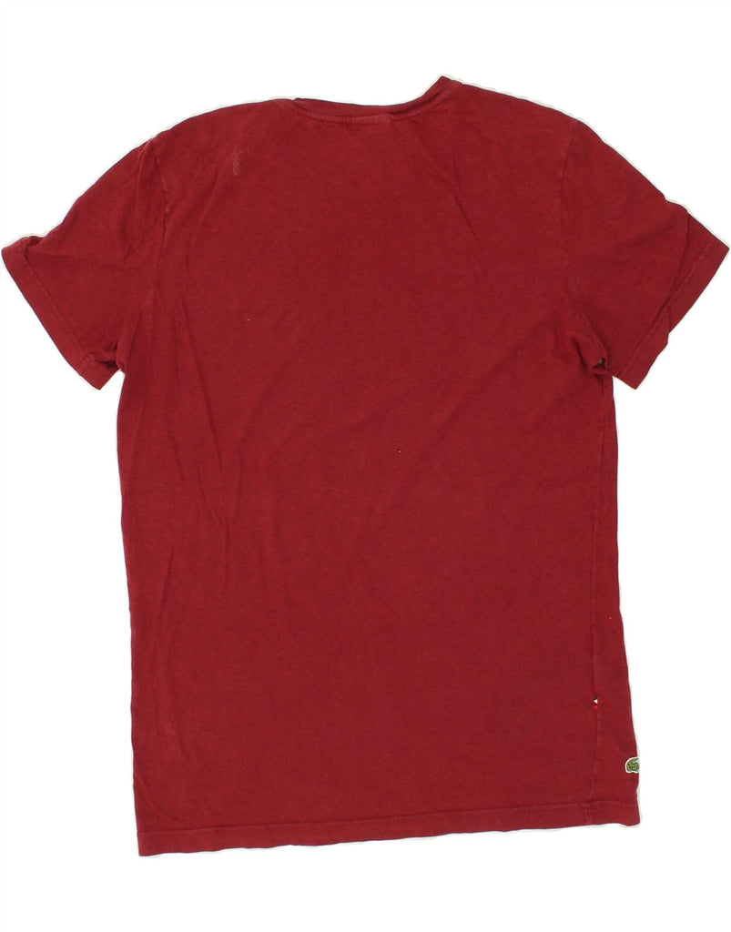 LACOSTE Mens Live Graphic T-Shirt Top Size 3 Small Maroon Cotton | Vintage Lacoste | Thrift | Second-Hand Lacoste | Used Clothing | Messina Hembry 