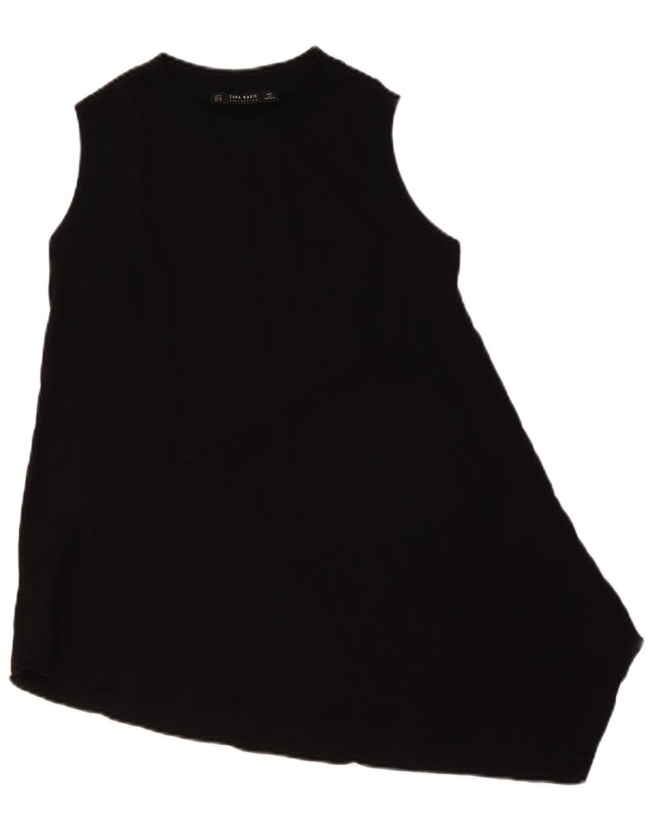 ZARA Womens Sleeveless Asymmetric Tunic Top UK 12 Medium Black Colourblock