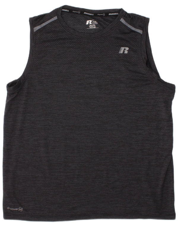 RUSSELL ATHLETIC Boys Dri-Power Vest Top 14-15 Years XL Grey Flecked