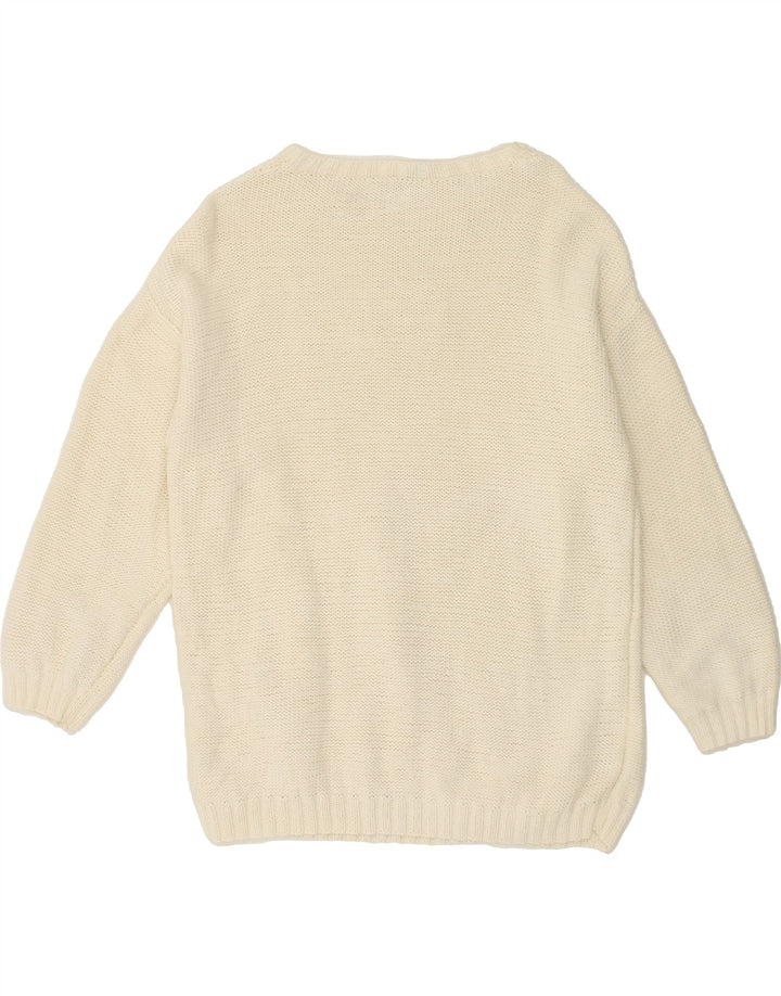 PENNY PULL Womens Longline Boat Neck Jumper Sweater UK 14 Medium Off White Vintage Penny Pull and Second-Hand Penny Pull from Messina Hembry 