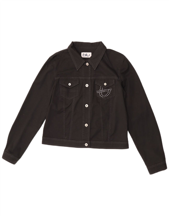 Byblos Womens Bomber Jacket IT 50 XL Black Cotton