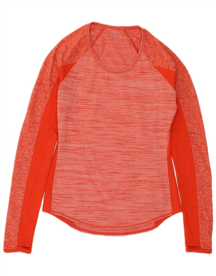 ATHLETA Womens Top Long Sleeve UK 6 XS Red Flecked Polyester