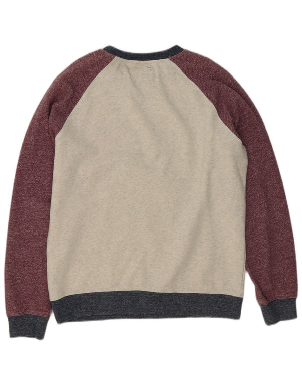 Quiksilver Mens Sweatshirt Jumper Medium Burgundy Colourblock Cotton