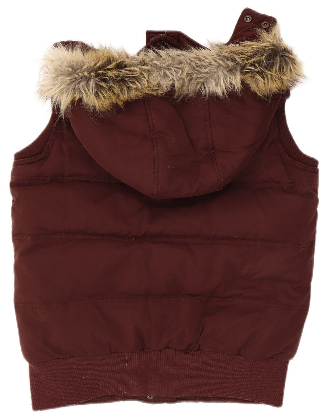 Fat Face Womens Hooded Padded Gilet UK 10 Small Burgundy Polyester