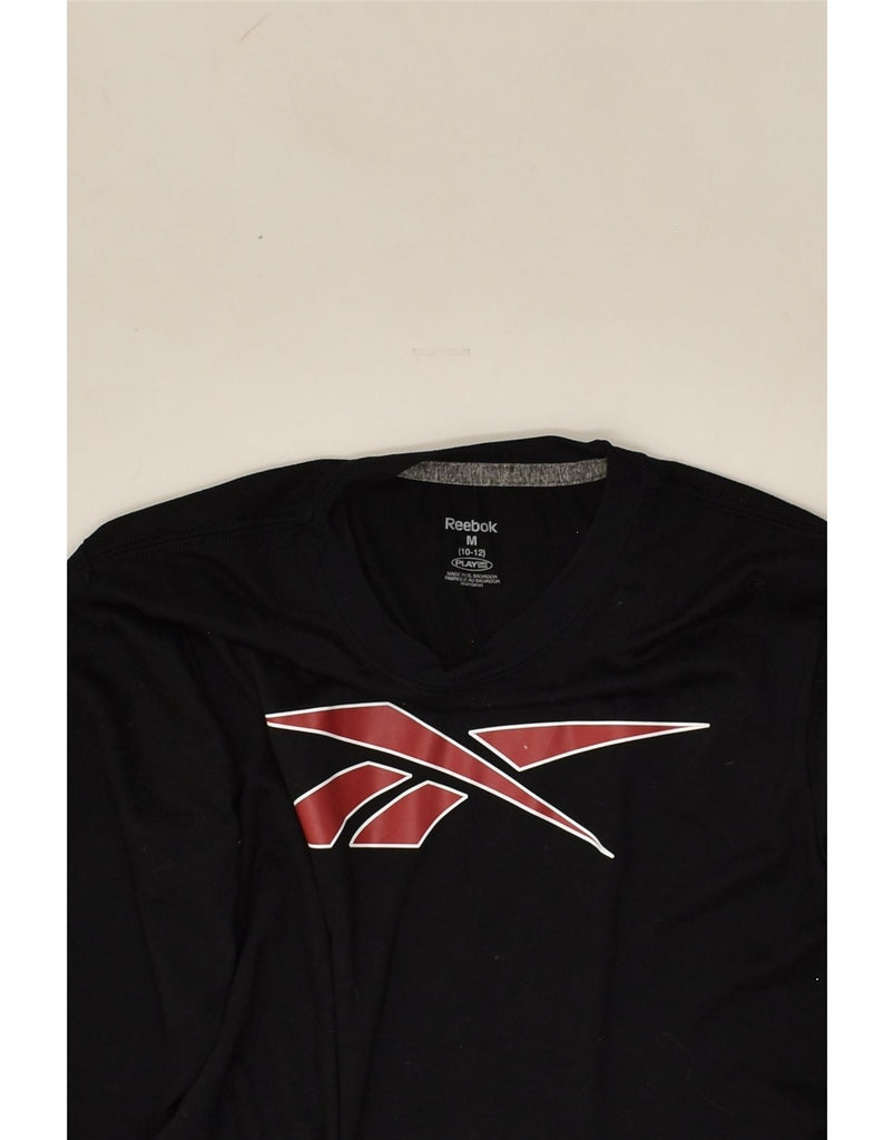 REEBOK Boys Graphic Top Long Sleeve 10-11 Years Medium Black Cotton | Vintage Reebok | Thrift | Second-Hand Reebok | Used Clothing | Messina Hembry 