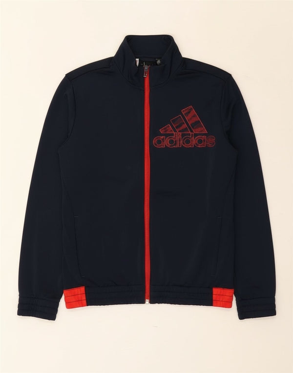 Adidas Girls Graphic Tracksuit Top Jacket 13-14 Years Navy Blue Colourblock