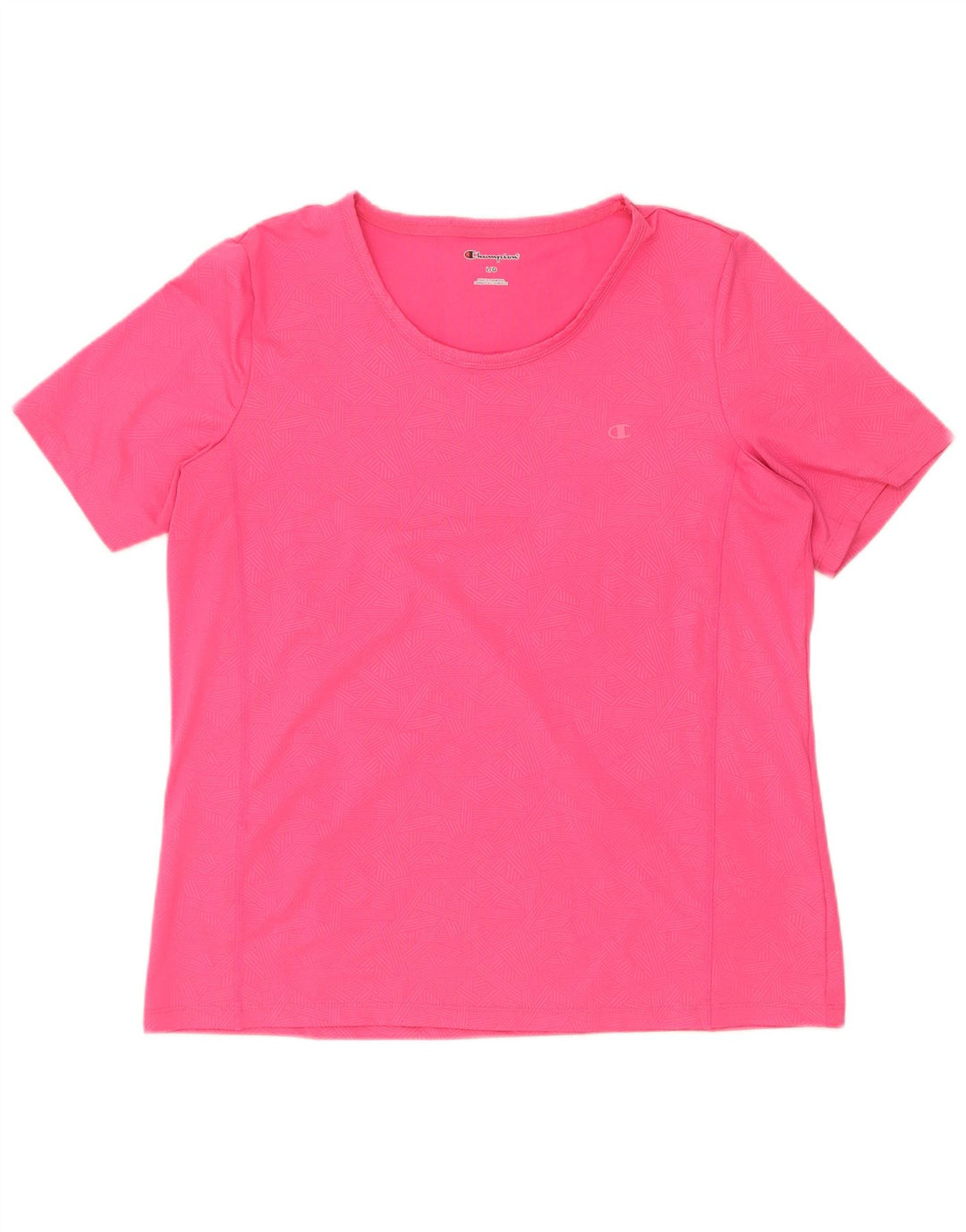 Champion Womens T-Shirt Top UK 16 Large Pink Geometric Polyester
