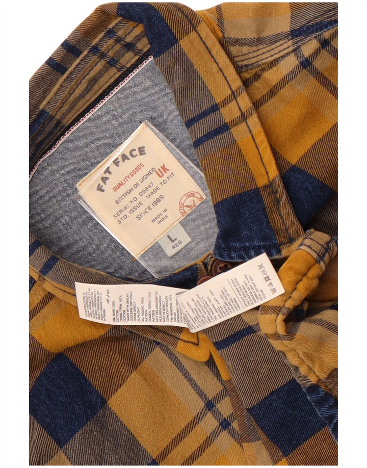 Fat Face Mens Regular Fit Flannel Shirt Large Yellow Check Cotton