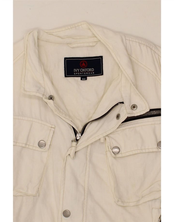 IVY OXFORD Mens Utility Jacket IT 50 Large White Vintage Ivy Oxford and Second-Hand Ivy Oxford from Messina Hembry 