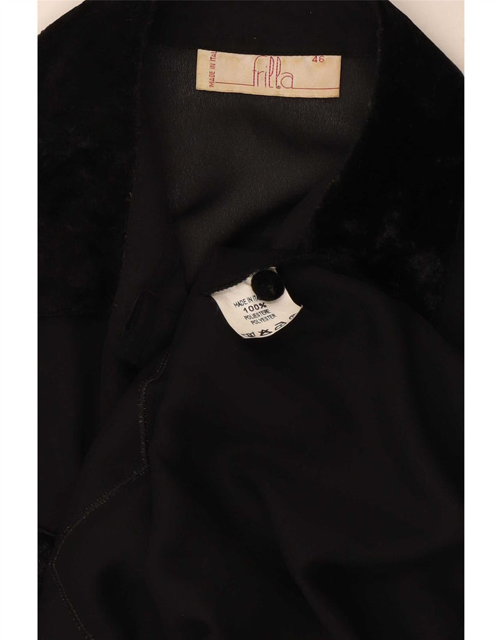 Vintage Womens Shirt Blouse IT 46 Large Black Striped Polyester