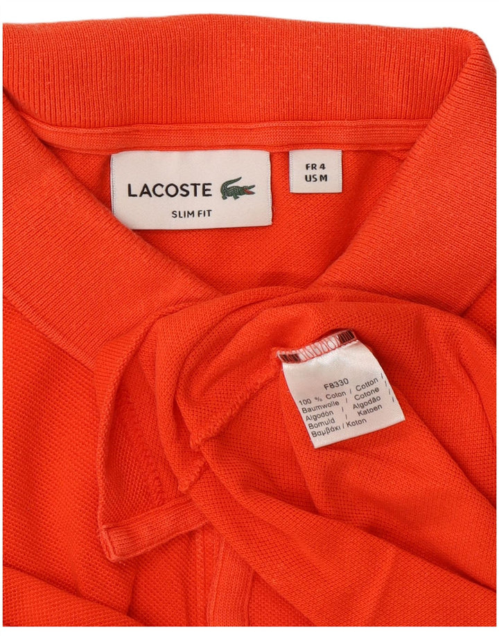 LACOSTE Mens Slim Fit Polo Shirt Size 4 Medium Orange Cotton