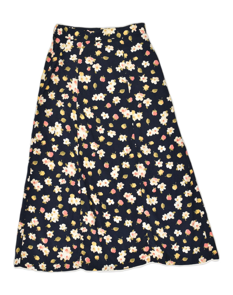 STEFANEL Womens A-Line Skirt IT 40 Small W26 Black Floral Viscose | Vintage Stefanel | Thrift | Second-Hand Stefanel | Used Clothing | Messina Hembry 