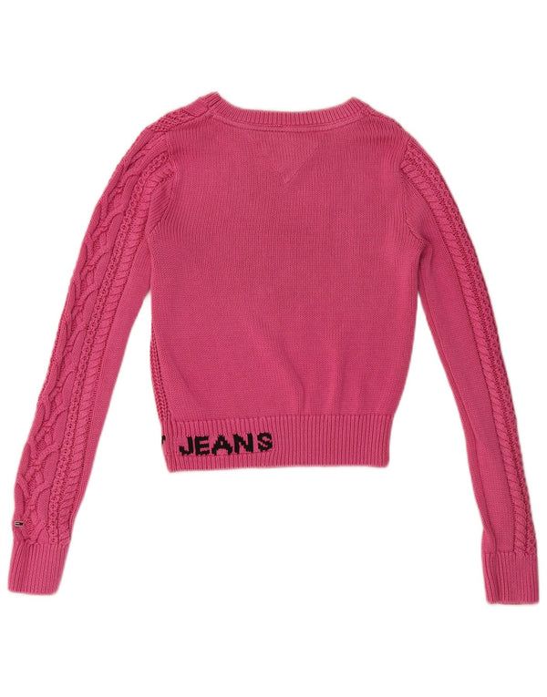 Tommy Hilfiger Womens Crop Boat Neck Jumper Sweater UK 10 Small Pink