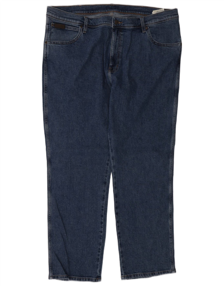 WRANGLER Mens Regular Fit Straight Jeans W42 L30 Blue Cotton