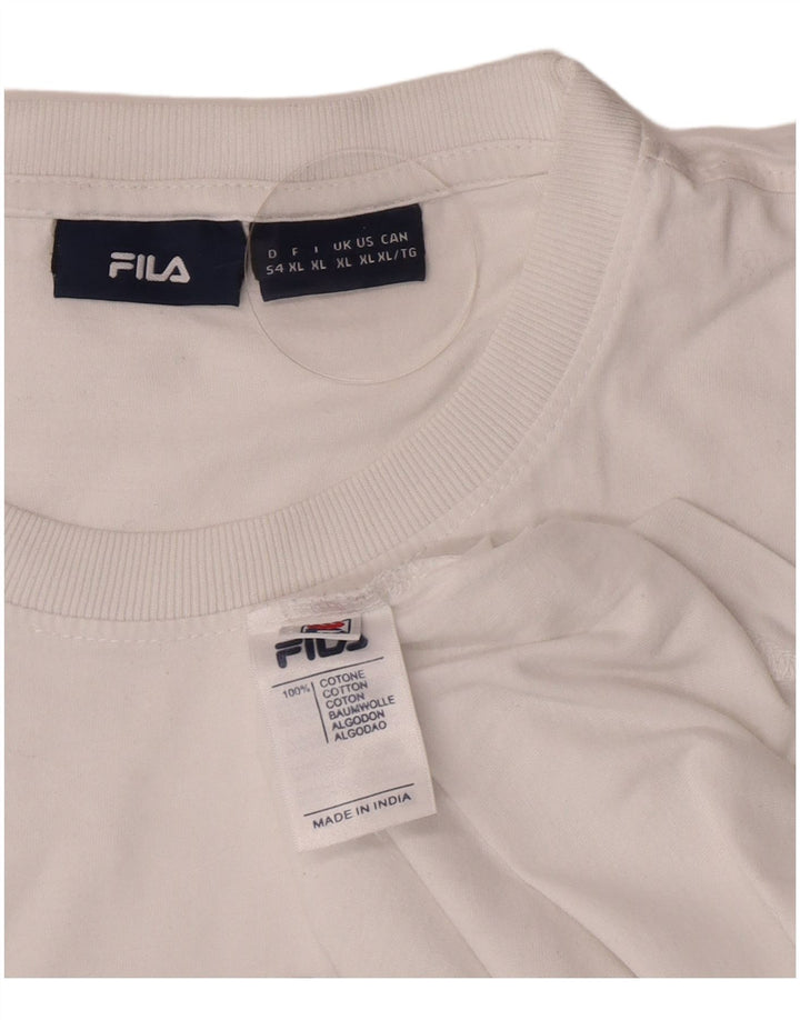 Fila Mens Graphic T-Shirt Top XL White Cotton