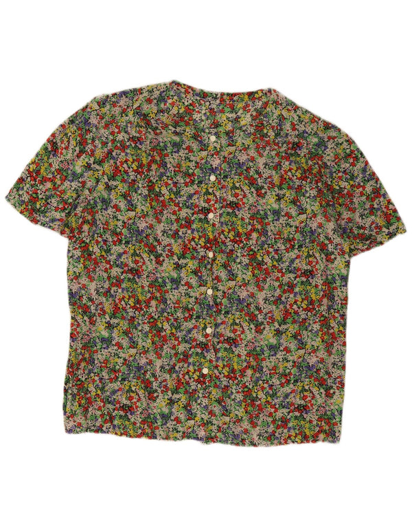 Vintage Womens Short Sleeve Shirt Blouse UK 16 Large Multicoloured Floral