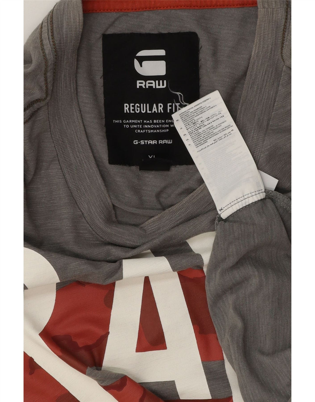 G-STAR Mens Regular Fit Graphic T-Shirt Top XL Grey Cotton