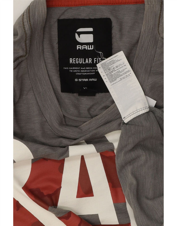 G-STAR Mens Regular Fit Graphic T-Shirt Top XL Grey Cotton