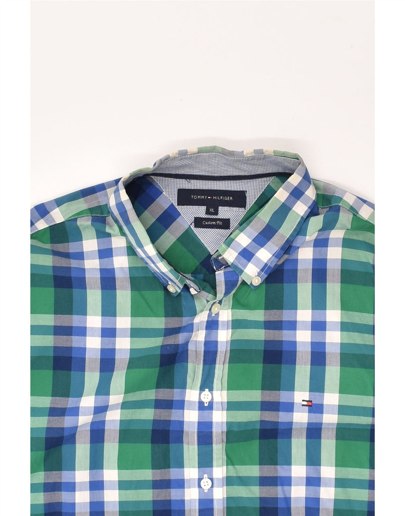 TOMMY HILFIGER Mens Custom Fit Shirt XL Green Check Cotton | Vintage Tommy Hilfiger | Thrift | Second-Hand Tommy Hilfiger | Used Clothing | Messina Hembry 