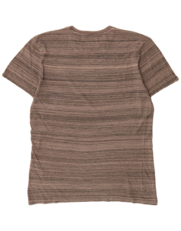 Lyle & Scott Mens T-Shirt Top Medium Grey Pinstripe Cotton