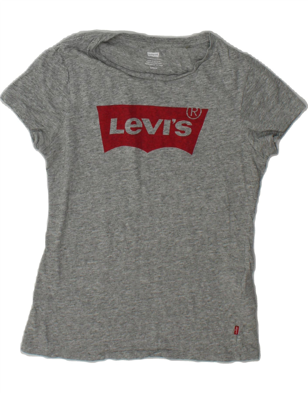 LEVI'S Womens Graphic T-Shirt Top UK 10 Small Grey Cotton Vintage Levi's and Second-Hand Levi's from Messina Hembry 