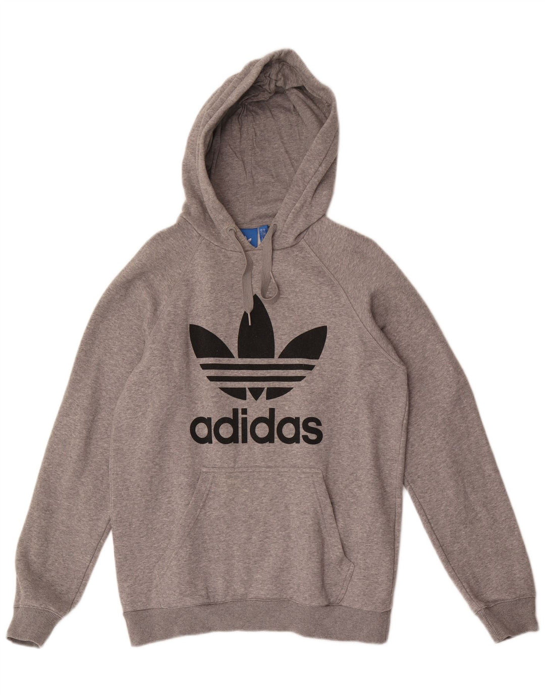 Adidas Mens Graphic Hoodie Jumper Medium Grey Flecked Cotton