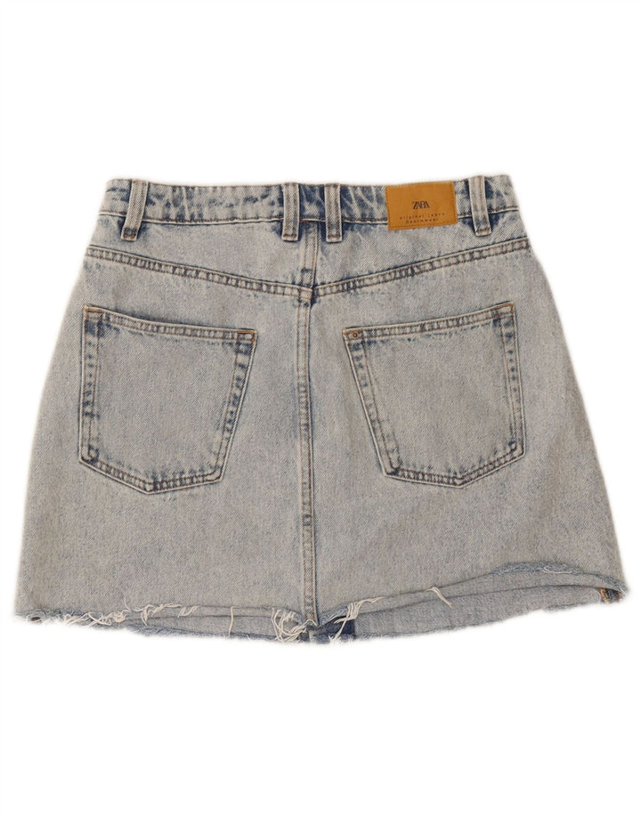 Zara Womens Denim Skirt Small W26 Blue Cotton