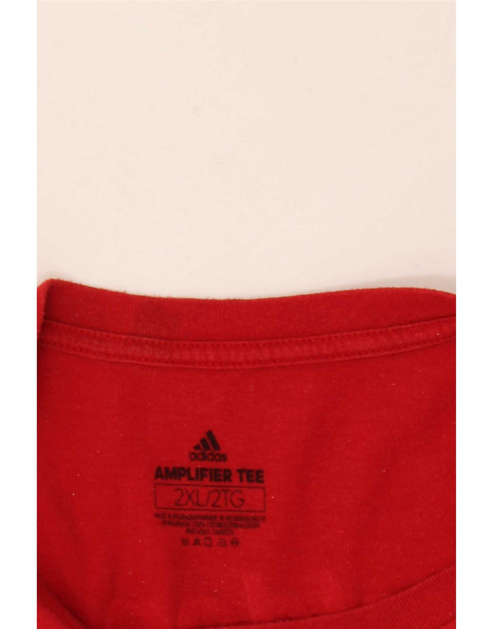 Adidas Mens Graphic T-Shirt Top 2XL Red Cotton
