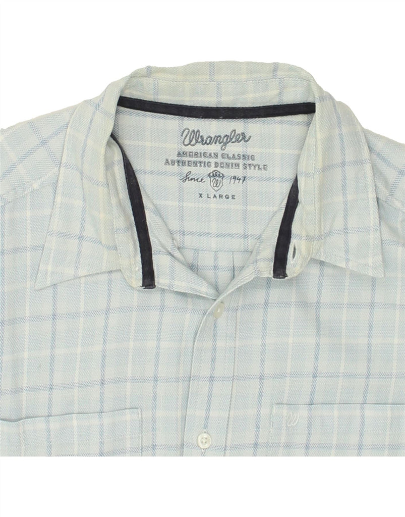 WRANGLER Mens Shirt XL Blue Check Cotton | Vintage Wrangler | Thrift | Second-Hand Wrangler | Used Clothing | Messina Hembry 