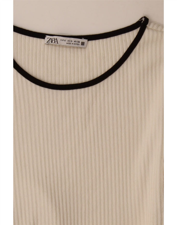 Zara Womens Top Long Sleeve UK 8 Small White
