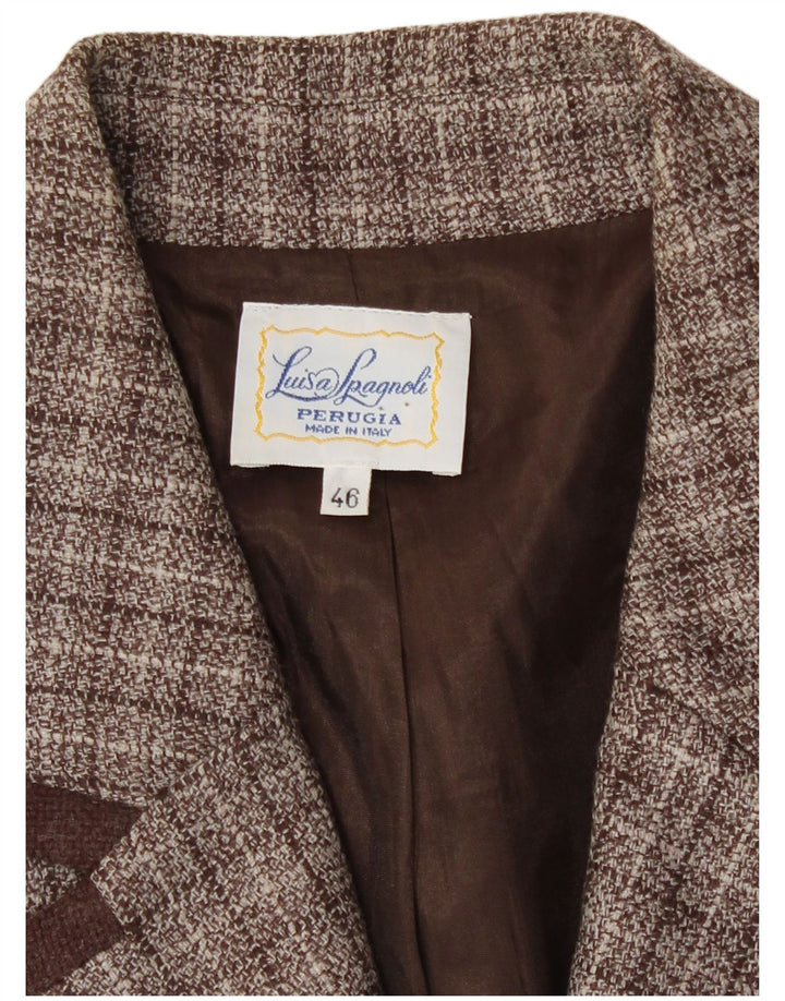 Luisa Spagnoli Womens 4 Button Blazer Jacket IT 46 Large Brown Check