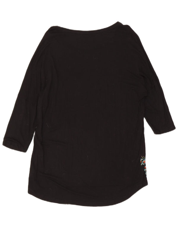 Desigual Womens 3/4 Sleeve Tunic Dress UK 16 Large Black Paisley Viscose