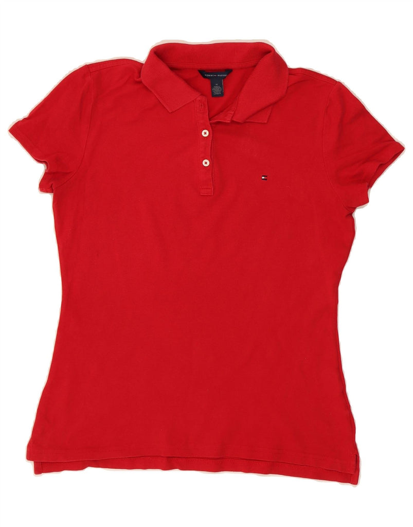 TOMMY HILFIGER Womens Polo Shirt UK 14 Medium Red Cotton Vintage Tommy Hilfiger and Second-Hand Tommy Hilfiger from Messina Hembry 