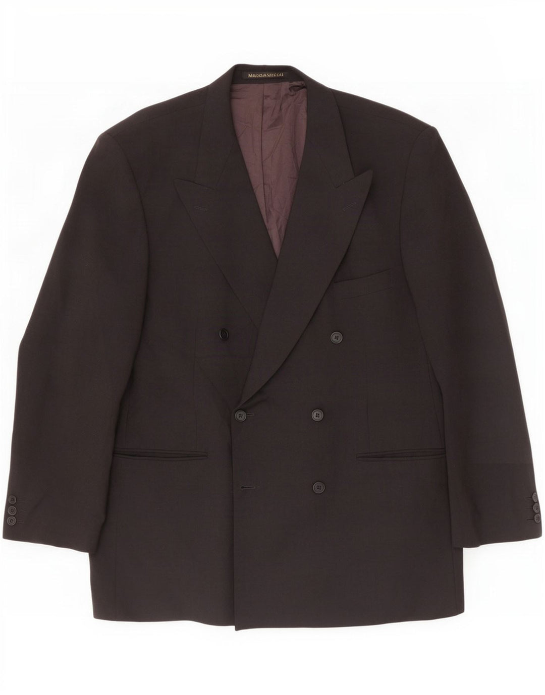 Marks & Spencer Mens Double Breasted Blazer Jacket UK 44 XL Black Polyester