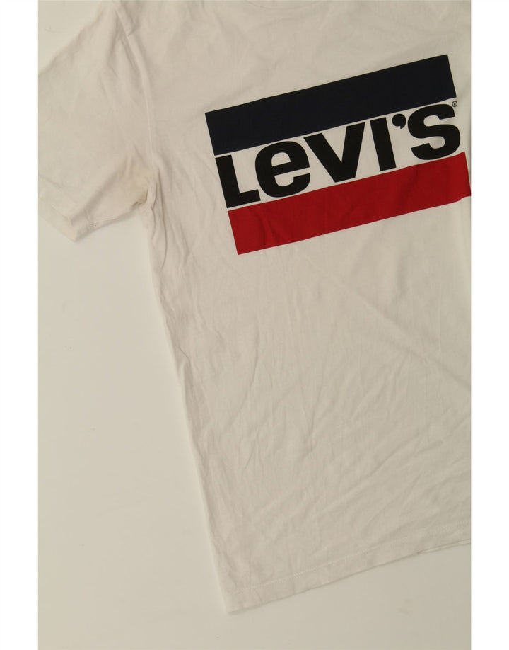 LEVI'S Mens Graphic T-Shirt Top Small White Vintage Levi's and Second-Hand Levi's from Messina Hembry 