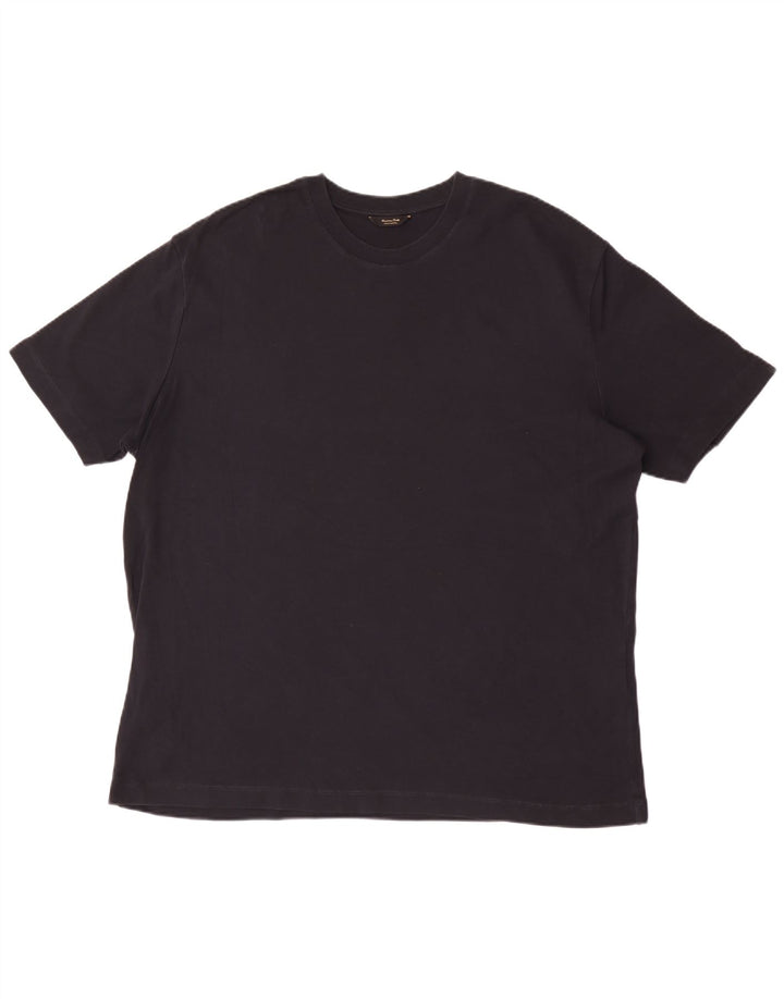 Massimo Dutti Mens T-Shirt Top 2XL Navy Blue Cotton