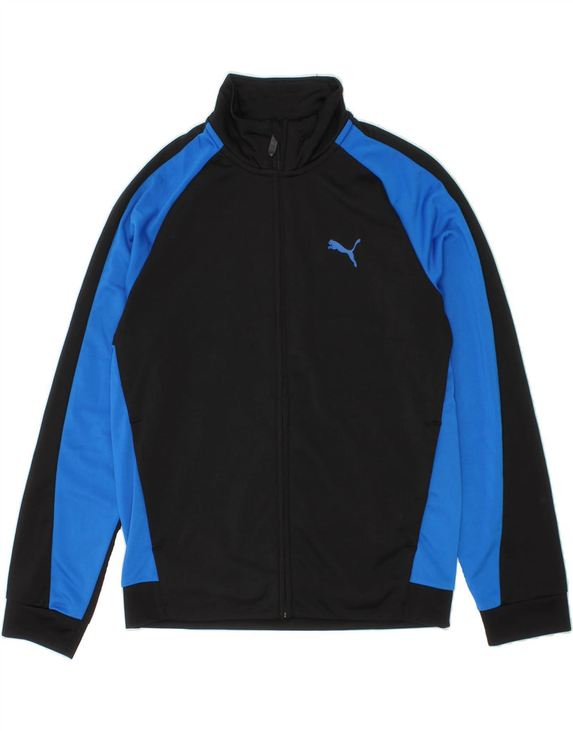 PUMA Boys Tracksuit Top Jacket 11-12 Years Black Colourblock Polyester Vintage Puma and Second-Hand Puma from Messina Hembry 