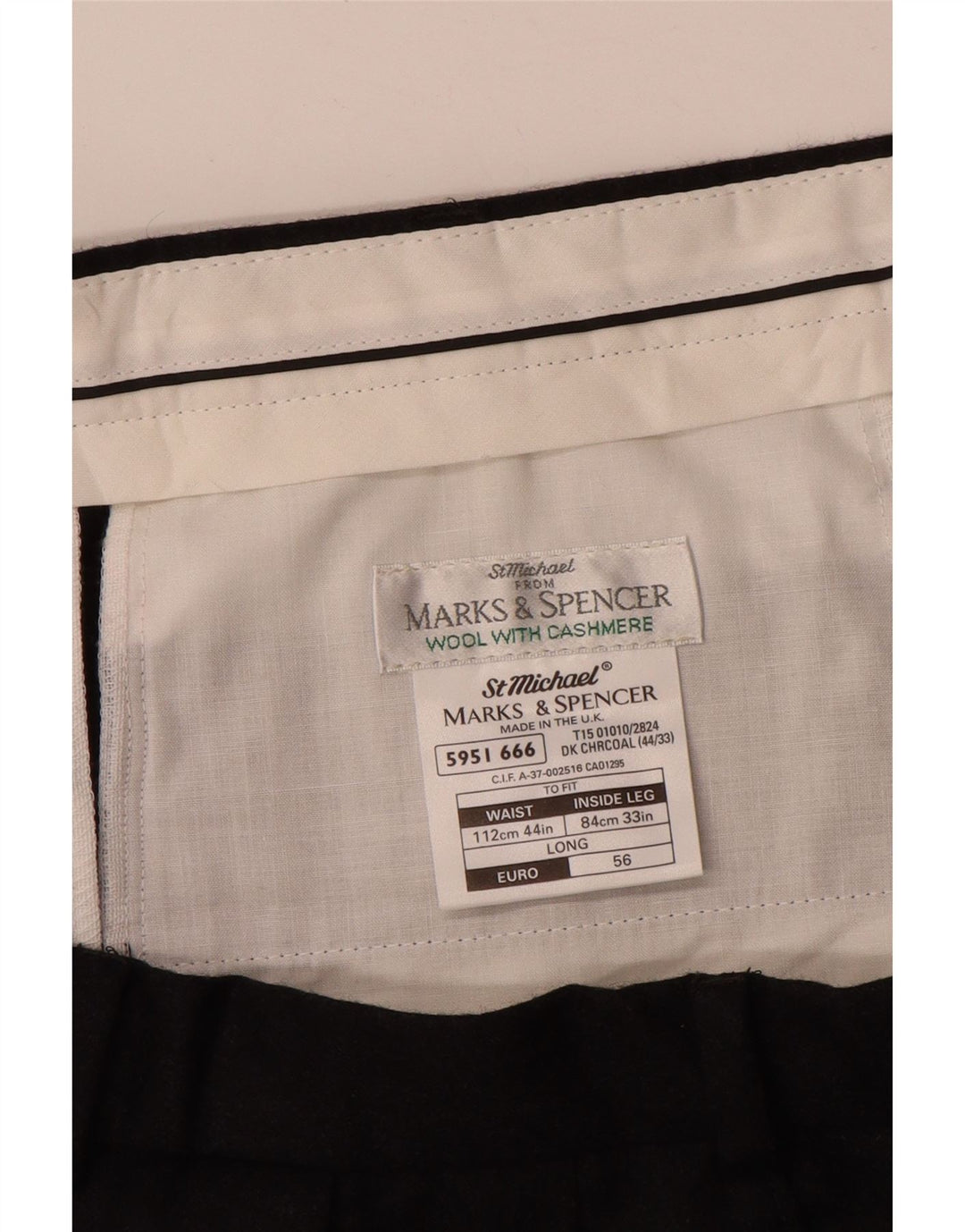 MARKS & SPENCER Mens Pegged Suit Trousers W44 L33 Black Wool