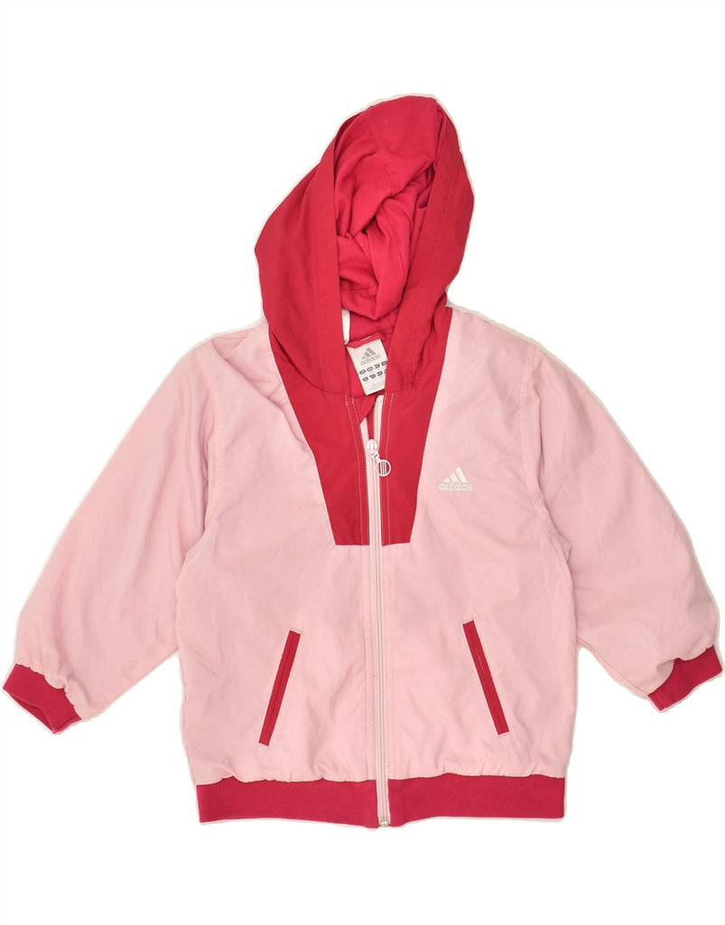 ADIDAS Girls Hooded Tracksuit Top Jacket 3-4 Years Pink Colourblock | Vintage Adidas | Thrift | Second-Hand Adidas | Used Clothing | Messina Hembry 