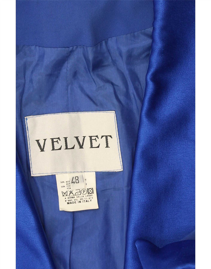 Velvet Womens 1 Button Short Sleeve Blazer Jacket IT 48 XL Blue Acetate