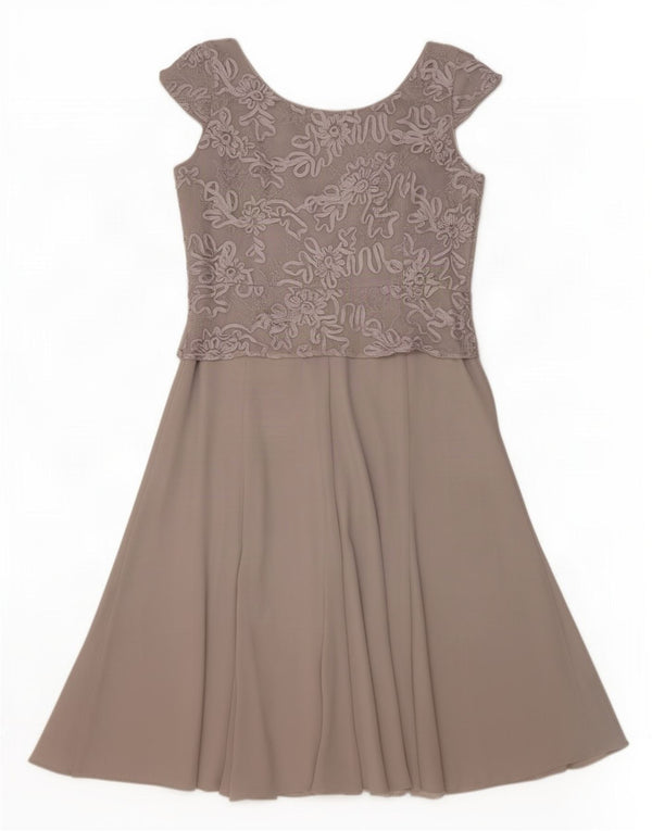 Jaques Vert Womens A-Line Dress UK 14 Large Grey Floral Nylon