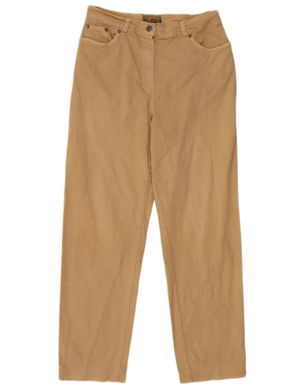 Vintage Womens Straight Casual Trousers IT 46 Large W28 L27 Beige Cotton