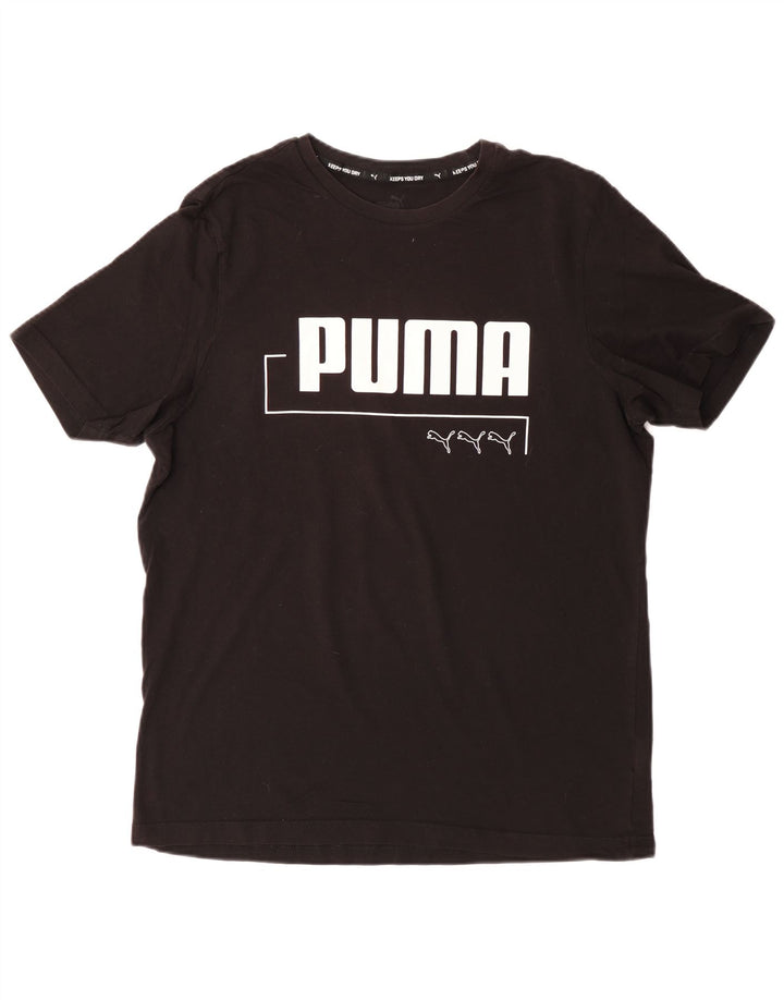 PUMA Mens Graphic T-Shirt Top Medium Black Cotton