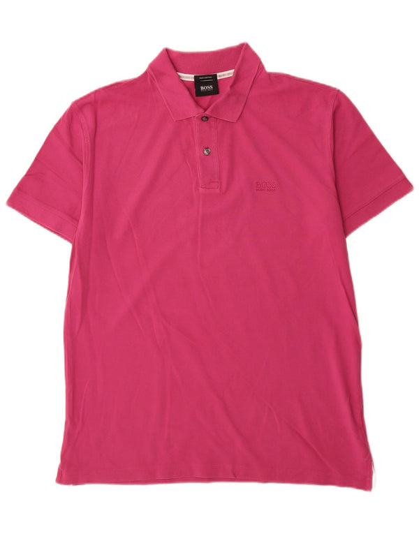Hugo Boss Mens Polo Shirt Large Pink Cotton