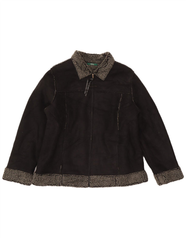 Marks & Spencer Womens Sherpa Jacket UK 18 XL Black Polyester