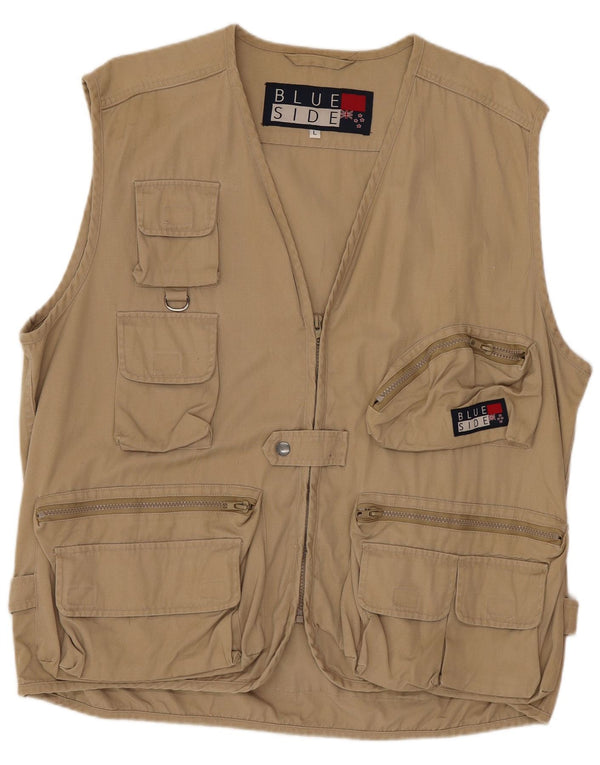 Blue Side Mens Utility Gilet UK 40 Large Brown